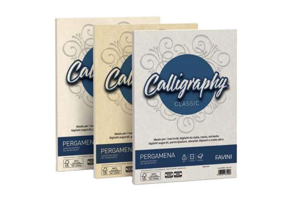 Immagine di Carta pergamena FAVINI Calligraphy per lettere da stampare, finitura liscia 90 g/m² A4 sabbia 02  50