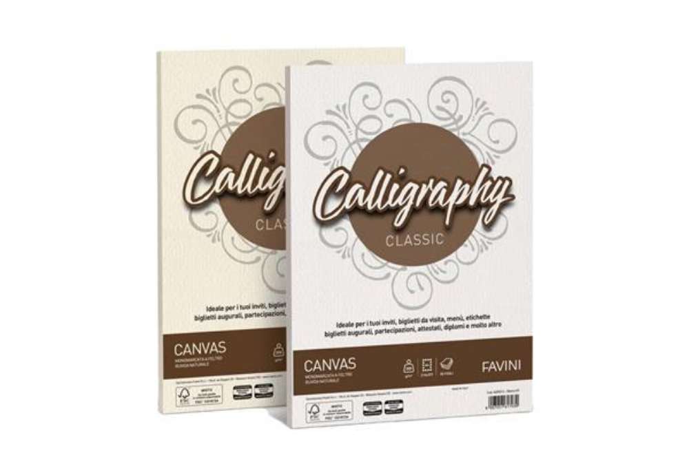 Immagine di Carta canvas FAVINI Calligraphy per lettere ruvido su entrambi i lati 100 g/m² A4 bianco 01  50 fogl