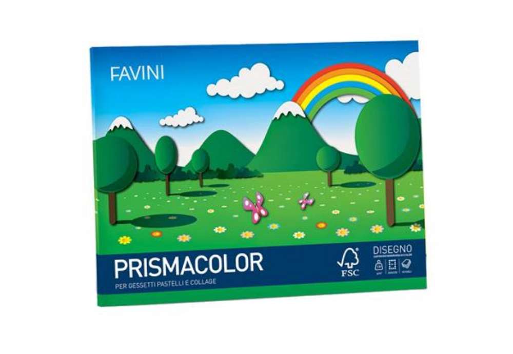 Immagine di Album da disegno FAVINI PRISMACOLOR in cartoncino monoruvido 5 colori assortiti 128 g/m² 24x33cm - A
