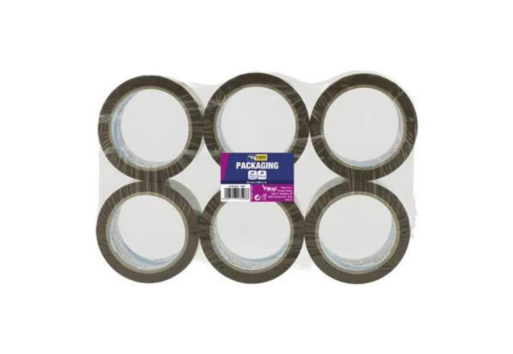 Immagine di Nastro adesivo da imballo SYROM formato 50 mm x 66 m - materiale ppl avana conf. 6 pezzi - 3596