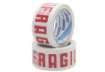 Immagine di Nastro adesivo da imballo Vinyl SYROM formato 50 mm x 66 m - pvc bianco (stampa rossa ''fragile'') -