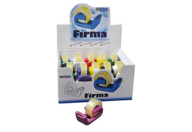 Immagine di Dispenser con nastro adesivo Firma SYROM formato 19 mm x 33 m - materiale ppl trasparente - 4730