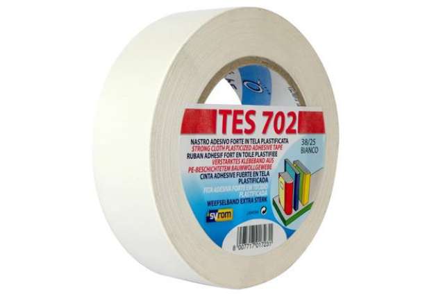 Immagine di Nastro adesivo in tela Tes 702 SYROM formato 38mm x 25 m - materiale tela plastificata bianco - 1723