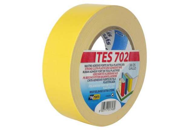 Immagine di Nastro adesivo in tela Tes 702 SYROM formato 38 mm x 25 m - materiale tela plastificata giallo - 174