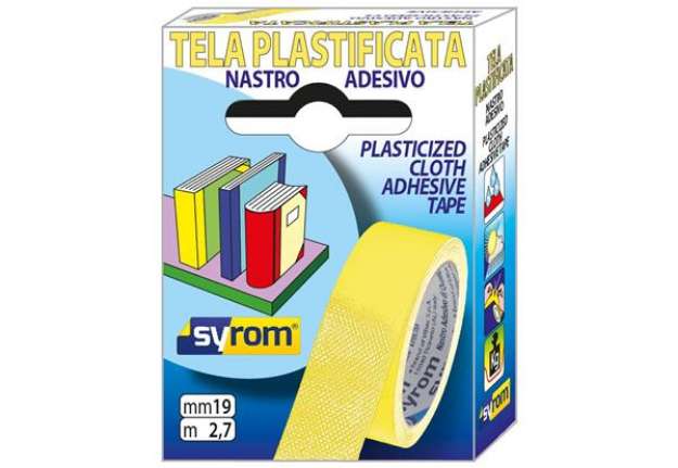 Immagine di Nastro adesivo in tela Tes 702 SYROM formato 19 mm x 2,7 m - materiale tela plastificata giallo - 75