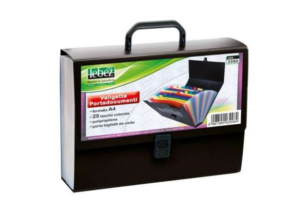 Immagine di Valigetta portadocumenti Lebez 33x24,5x8 cm 25 scomparti ass. blu, nero e rosso 2580