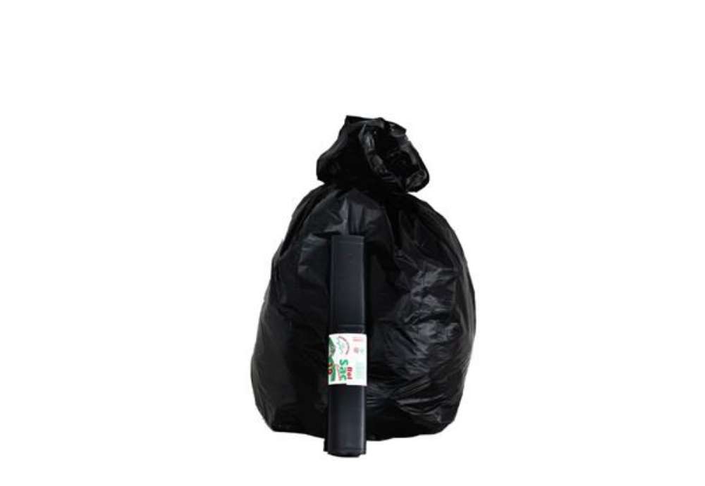 Immagine di Sacchi immondizia per rifiuti inorganici Rolsac 127 L 80x110 cm - 48 µm nero - rotolo da 10 pezzi -