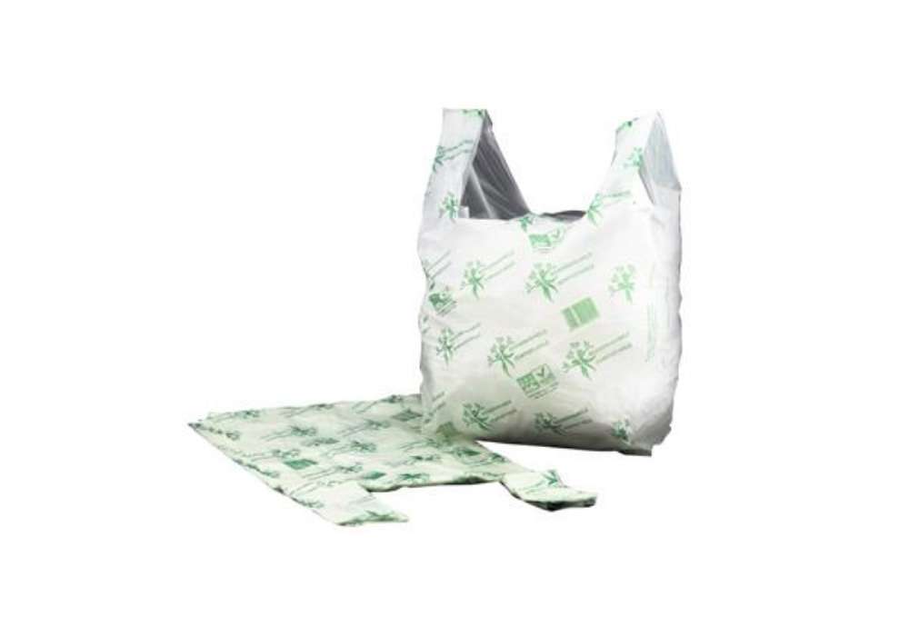 Immagine di Shopper NESSUNO in mater-bi biodegradabile verde 27+7,5+7,5x50 cm cartone da 500 pz - 21381