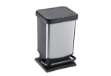 Immagine di Cestino gettacarte Rotho PASO Metal rettangolare a pedale silver - 20 L - F600051