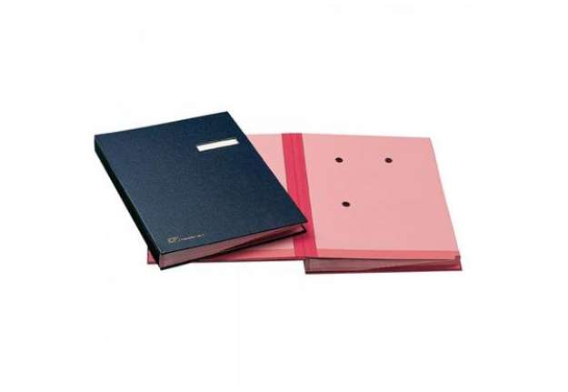 Immagine di Libro firma 18 intercalari FRASCHINI 24x34 cm similpelle con porta etichetta intercambiabile rosso -