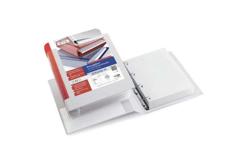 Immagine di Raccoglitore personalizzabile Sei Rota Stelvio TI A4 - 4 anelli D 65 mm blu dorso 9 cm - 36654637