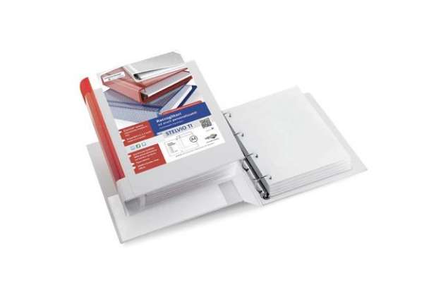 Immagine di Raccoglitore personalizzabile Sei Rota Stelvio TI A4 - 4 anelli Q 80 mm bianco dorso 10 cm - 3680410