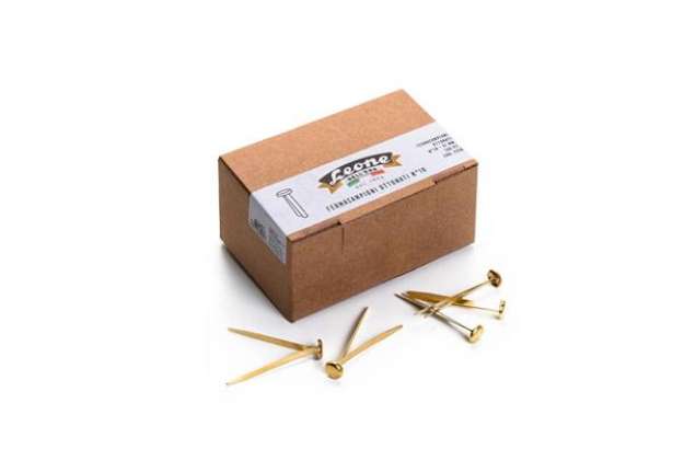 Immagine di Fermacampioni Leone Dell'Era in acciaio testa bombata N. 10 51 mm ottone scatola da 100 pz. - FC10