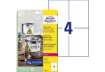 Immagine di Etichette permanenti poliestere bianche Avery 105x148 mm - 4 et/foglio - stampanti laser - cf. 20 fo