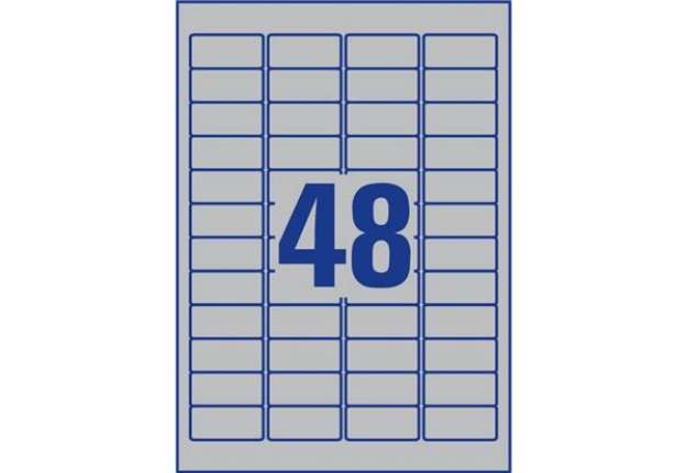 Immagine di Etichette permanenti poliestere argento Avery 45,7x21,2 mm - 48 et/foglio - laser monocolore conf. 1