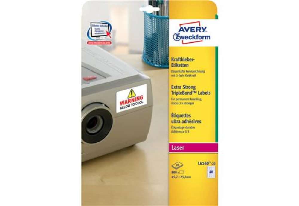 Immagine di Etichette bianche superaderenti Avery poliestere 45,7x25,4 mm - 40 et/foglio - per laser - conf. 20