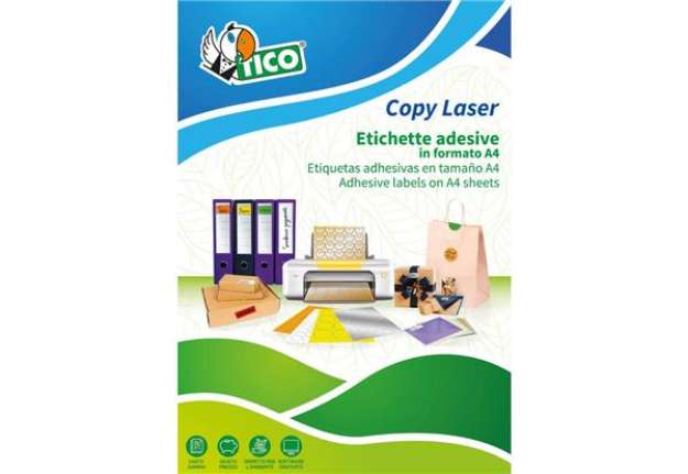 Immagine di Etichette arancio fluo con angoli arrotondati TICO Copy Laser 99,1x67,7 mm 8 et./foglio - conf. 70 f
