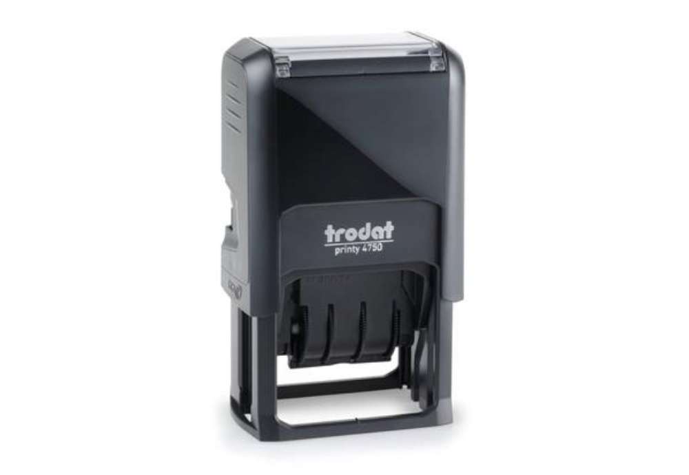 Immagine di Datario con testo REGISTRATO TRODAT PRINTY ECO 4750/L7 in plastica 41x24 mm blu-rosso - 141075