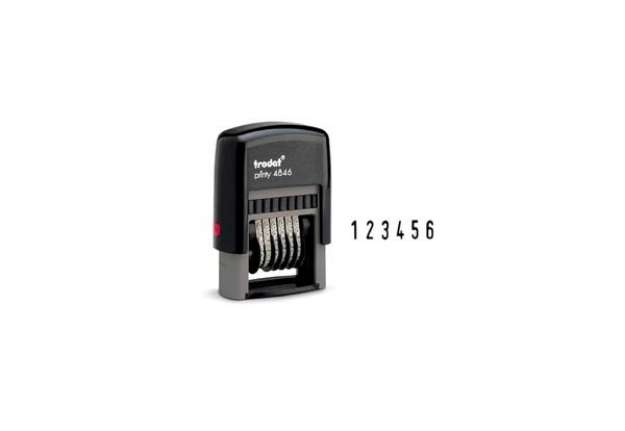 Immagine di Numeratore autoinchiostrante a 6 bande TRODAT PRINTY ECO 4846 in plastica nero - 211594