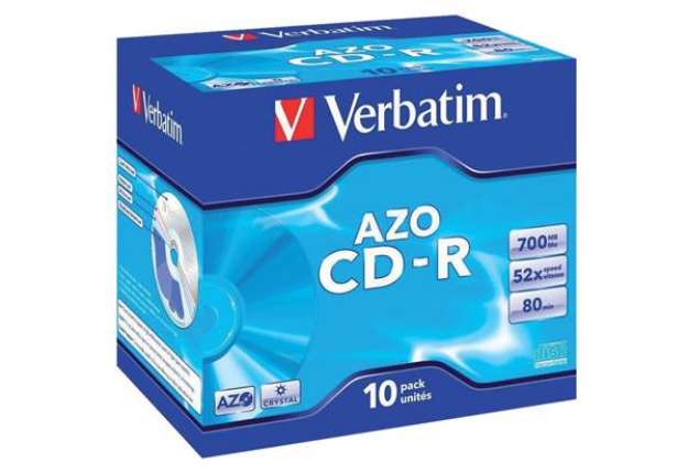 Immagine di CD-R AZO Verbatim 52x 700 MB Jewel Case da 10 pezzi - 43327