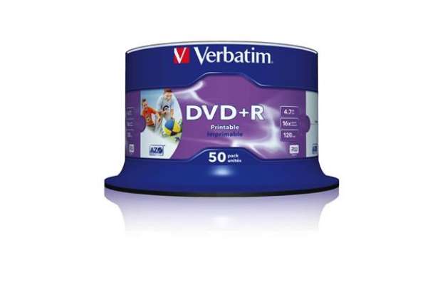 Immagine di DVD+R Wide Stampabile Verbatim Spindle Case 4.7 GB - velocità 16x Conf. 50 pezzi - 43512