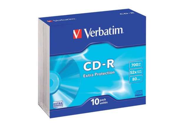 Immagine di CD-R Extra Protection Verbatim 700 MB 52x Slim Case conf. da 10 - 43415