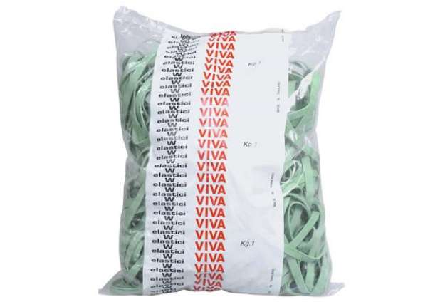 Immagine di Fettucce Elastiche Viva in busta in gomma naturale verde 150x8 mm conf.1000 gr - F8X150