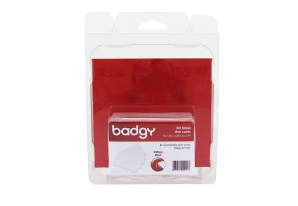 Immagine di Tessere fini in PVC per stampante Badgy 0,50 mm in confezione da 100 tessere - CBGC0020W