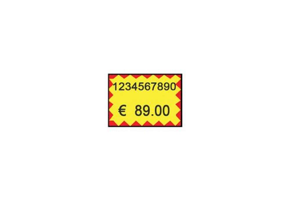 Immagine di Etichette per prezzatrice Printex f.to 26x19 mm giallo/rosso permanenti conf 10 rotoli da 600 etich.