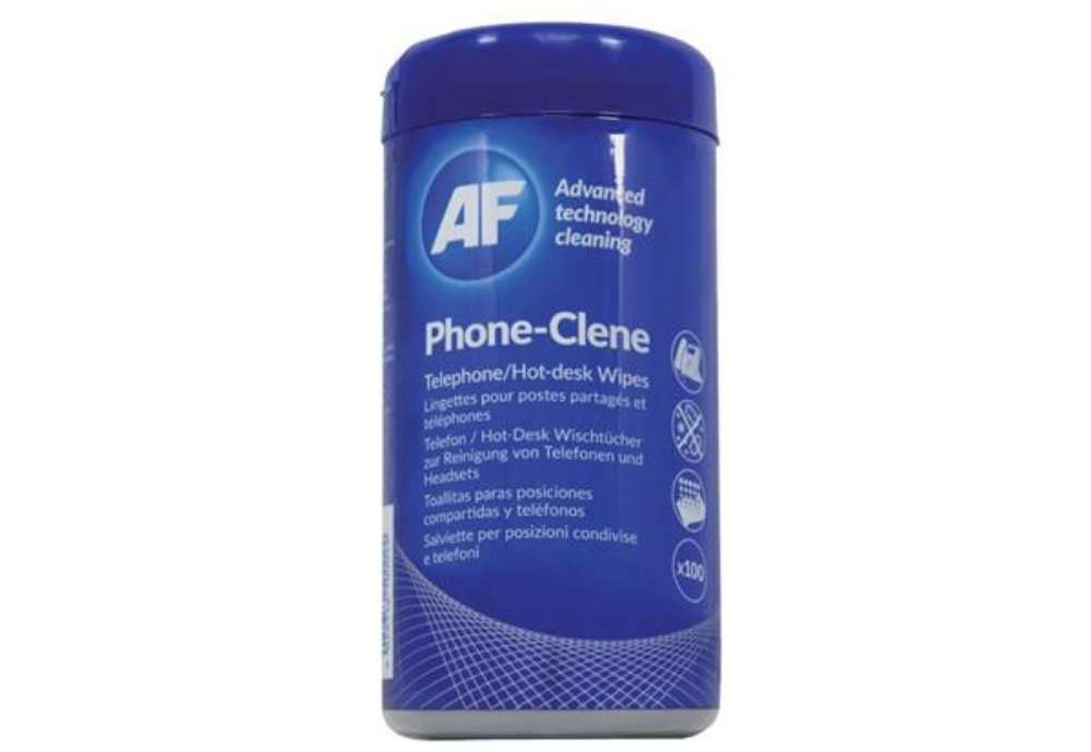Immagine di Salviette detergenti AF International Phone-Clene Barattolo da 100 salviette - APHC100T
