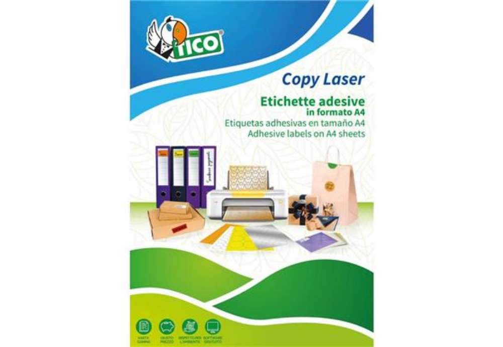 Immagine di Etichette rotonde TICO Press Glossy Ø 36 mm bianco lucido - 35 et./foglio - conf. 100 fogli - PG4-36