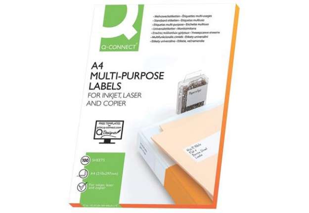 Immagine di Etichette universali Q-Connect bianco 70x37 mm - 24 et./foglio - conf. da 100 fogli - KF10647
