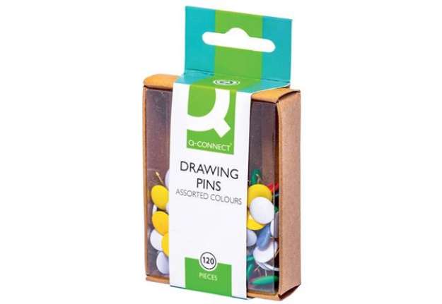 Immagine di Puntine da disegno Q-Connect diametro testa 9 mm assortiti conf. da 120 - KF02020