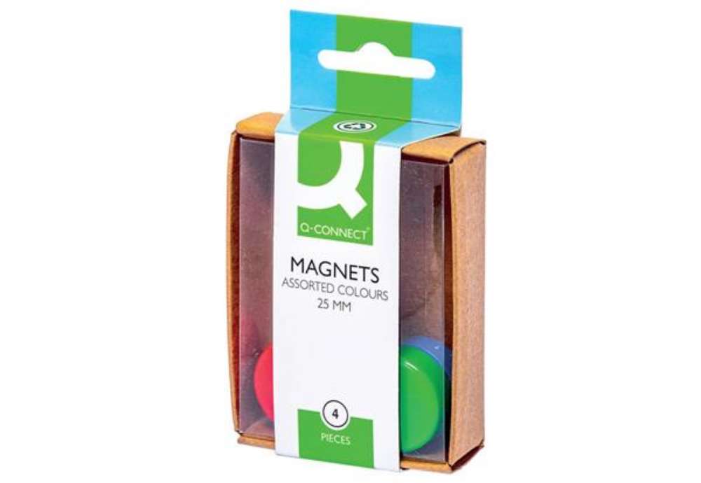 Immagine di Magneti per lavagne bianche Q-Connect assortiti 25 mm conf. da 4 - KF02041