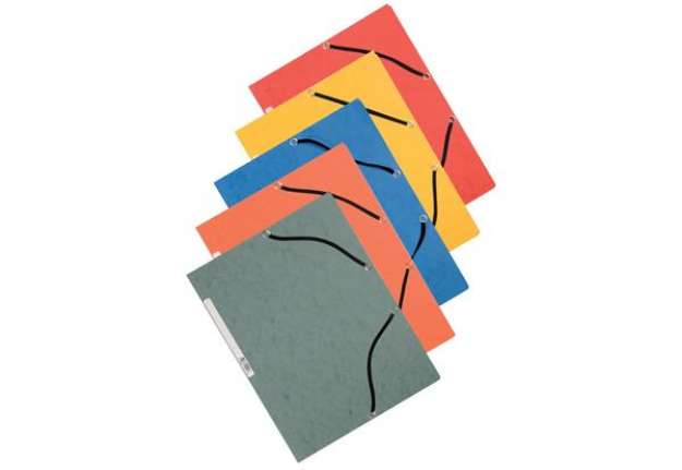 Immagine di Cartellina a 3 lembi con elastico Q-Connect 24,3x32 cm cartoncino manilla 375 g/m² assortiti  cf. 10