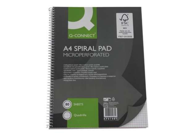 Immagine di Quaderno spiralato Q-Connect A4 - 80 ff 70 g/m² - quadretti 5 mm - KF01981