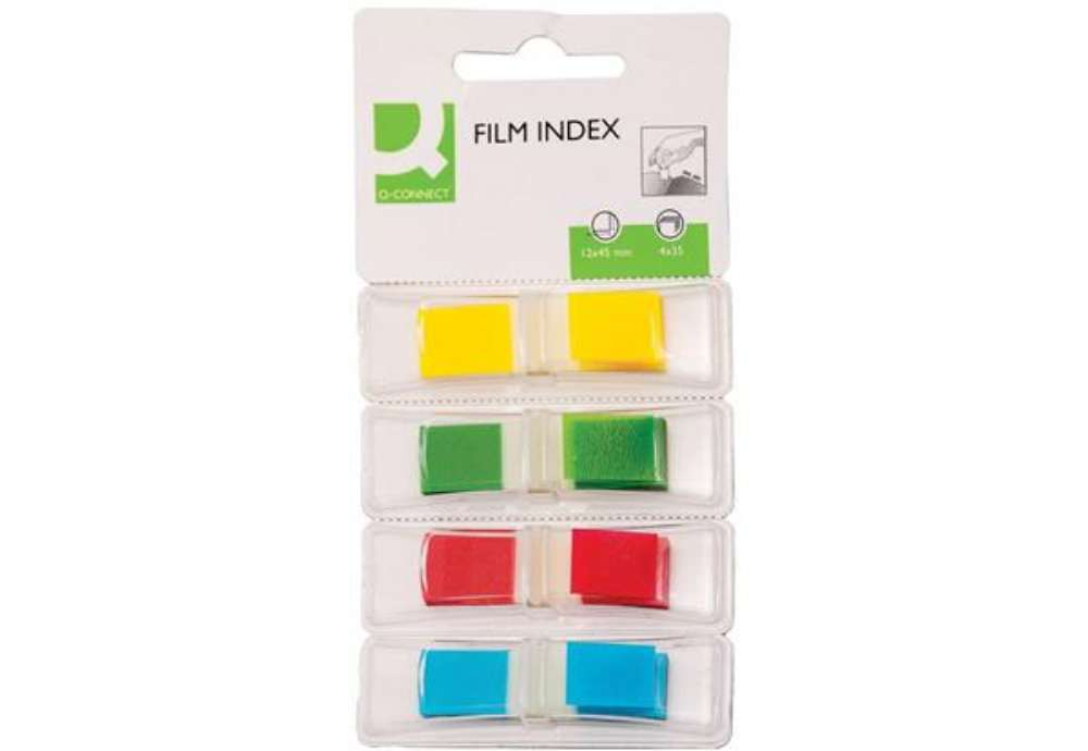 Immagine di Segnapagina in blister Q-Connect neon 12x45 mm 4 colori trasparenti blister 4 blocchetti da 35 - KF0