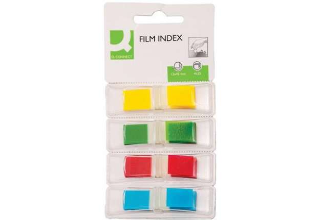 Immagine di Segnapagina in blister Q-Connect neon 12x45 mm 4 colori trasparenti blister 4 blocchetti da 35 - KF0