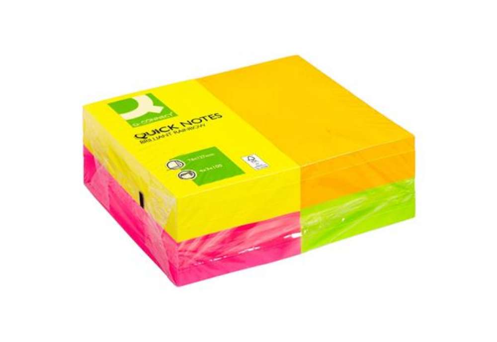 Immagine di Foglietti riposizionabili Q-Connect 70 g/m² assortiti neon 76x127 mm - carta FSC - 12 blocchetti 100