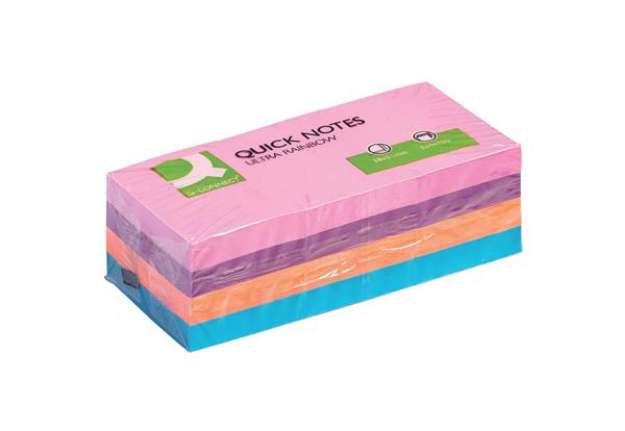 Immagine di Foglietti riposizionabili Q-Connect 70 g/m² assortiti ultra 38x51 mm 12 blocchetti da 100 ff - KF025