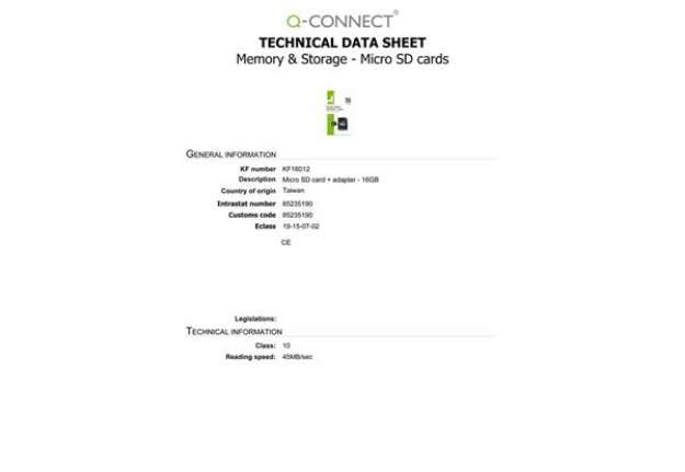 Immagine di Scheda di memoria in blister Q-Connect Micro SDHC 16 GB KF16012