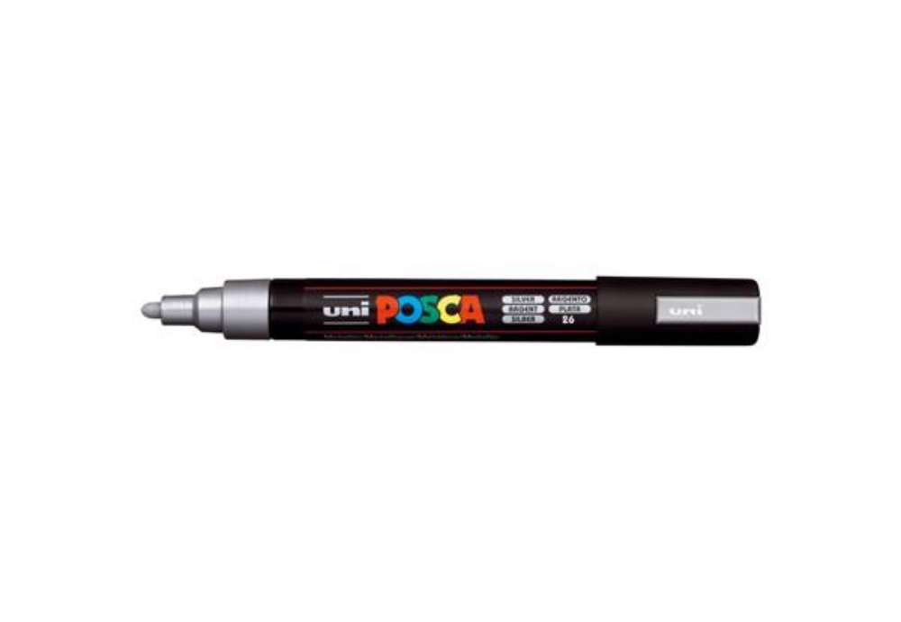 Immagine di Marcatore a tempera POSCA Uni-Ball punta tonda 1,8-2,5 mm argento M PC5M ARG