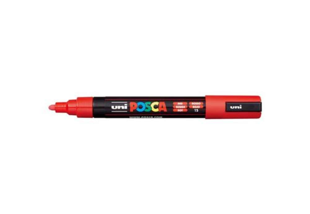 Immagine di Marcatore a tempera POSCA Uni-Ball punta tonda 1,8-2,5 mm rosso M PC5M R