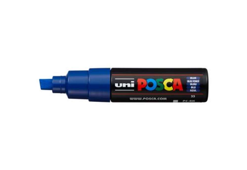 Immagine di Marcatore a tempera POSCA Uni-Ball punta a scalpello 8 mm blu M PC8K B