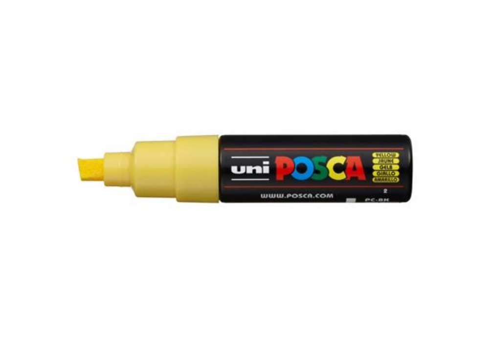 Immagine di Marcatore a tempera POSCA Uni-Ball punta a scalpello 8 mm giallo M PC8K G