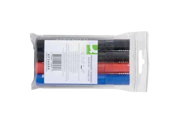 Immagine di Marcatore permanente Q-Connect punta a scalpello 1,5-5 mm assortiti conf. da 4 - KF26089