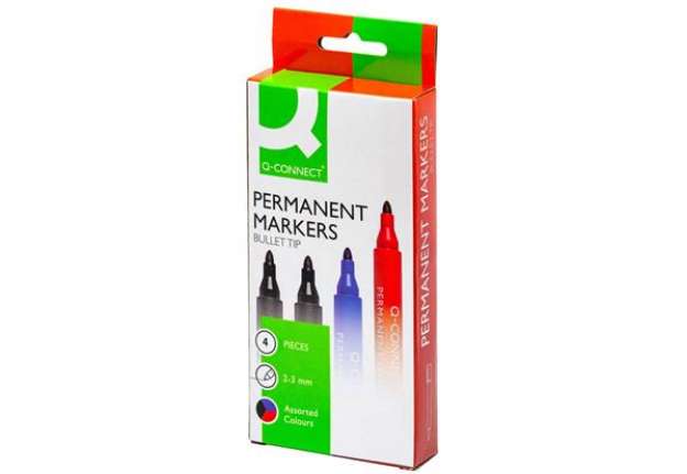 Immagine di Marcatore permanente Q-Connect punta tonda 2-3 mm assortiti conf. da 4 - KF26088