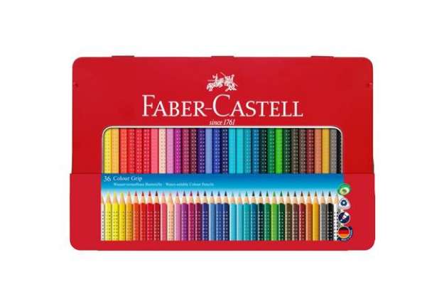 Immagine di Matite colorate Faber-Castell Colour Grip assortiti astuccio di metallo da 36 - 112435