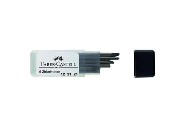Immagine di Astuccio 6 mine H per compasso Faber-Castell 2 mm - 123121