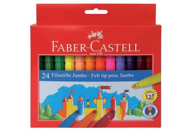 Immagine di Pennarelli Faber-Castell CASTELLO Jumbo punta grossa 5 mm assortiti astuccio di cartone da 24 - 5543